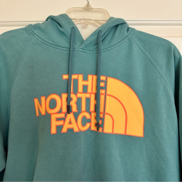 The North Face Women’s Hooded Hoodie Sweatshirt Logo Teal Blue XL - Picture 3 of 7